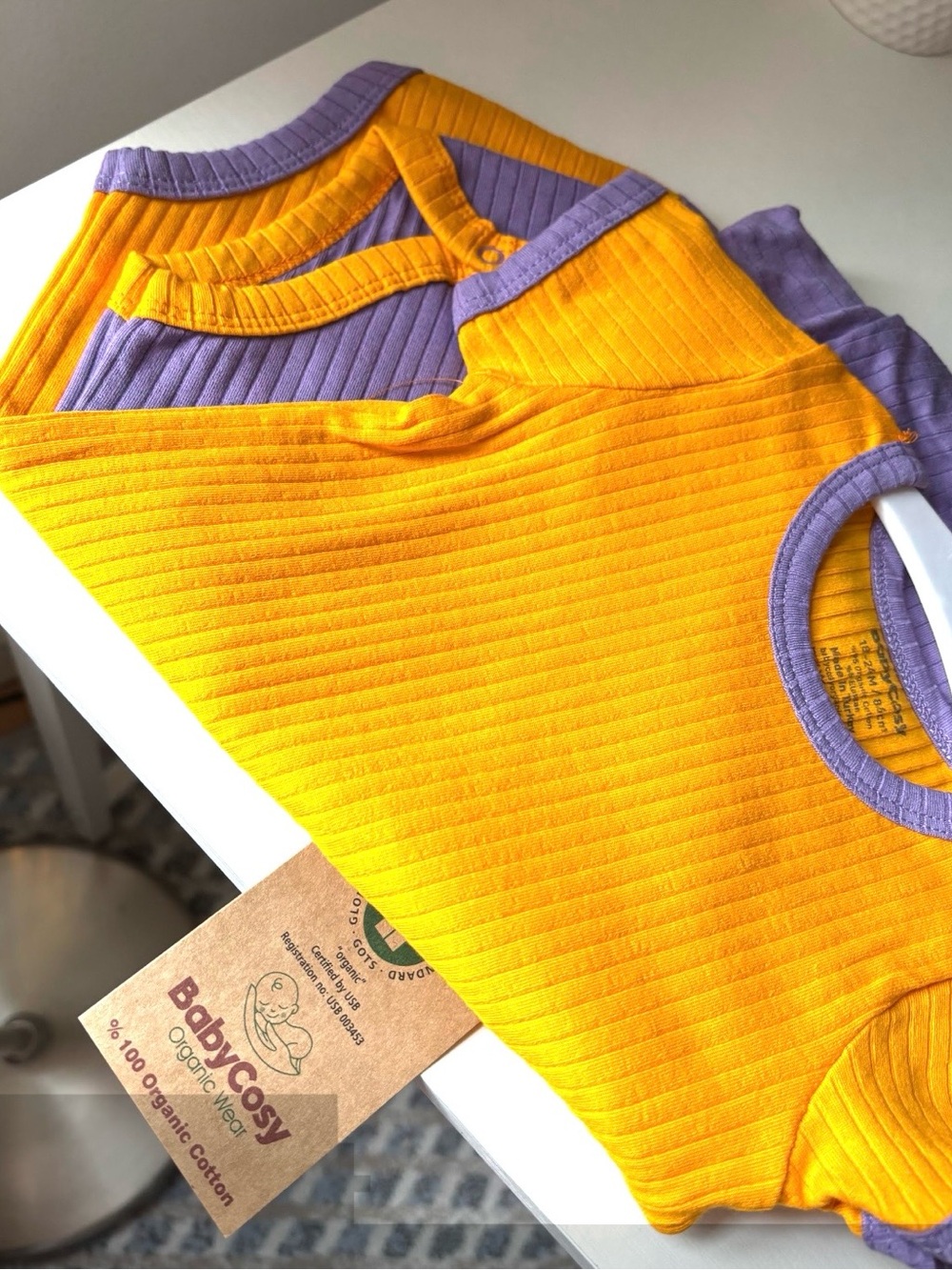 %100 Organic Ribana 2 Pcs Baby Short Sleeve Body Set - Picture 8 of 9